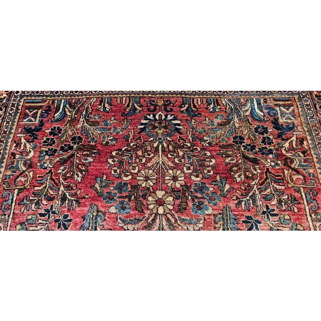 Antique Persian Sarouk Area Rug, Hand-Knotted Wool, Allover Floral Pattern, 3x5, Red & Navy For Sale - Image 13 of 16