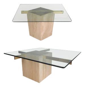 Set of Two Italian Mid-Century Modern Marble Base Artedi Tables