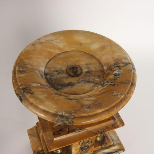 Triptych Clock in Yellow Marble and Gilded Bronze, Set of 3 For Sale - Image 10 of 16