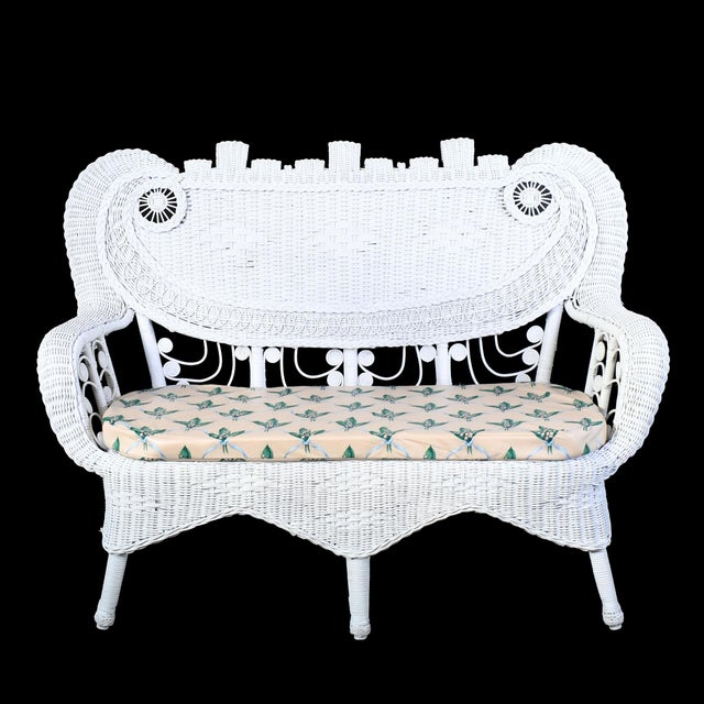 Whimsical Wicker Settee For Sale - Image 4 of 4