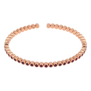 Lugano 3.00 Carat Ruby 18k Rose Gold Bezel Bangle For Sale
