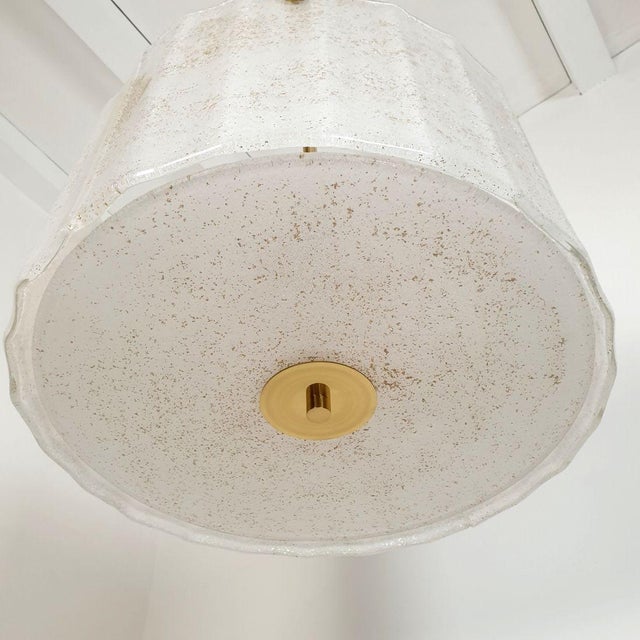 1970s 1970s White Murano Glass, Mid Century Modern Drum Chandelier For Sale - Image 5 of 14