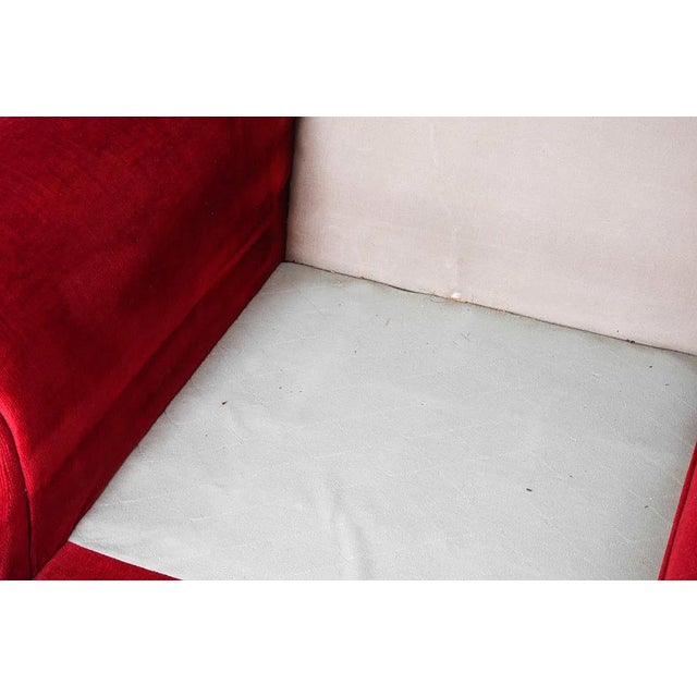 Ruby Red 1960s Mid Century Tufted Back Ruby Red Sofa For Sale - Image 8 of 14