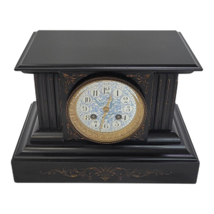 Late 19th-Century French Neo-Grec Black Slate Mantel Clock by Japy Frères