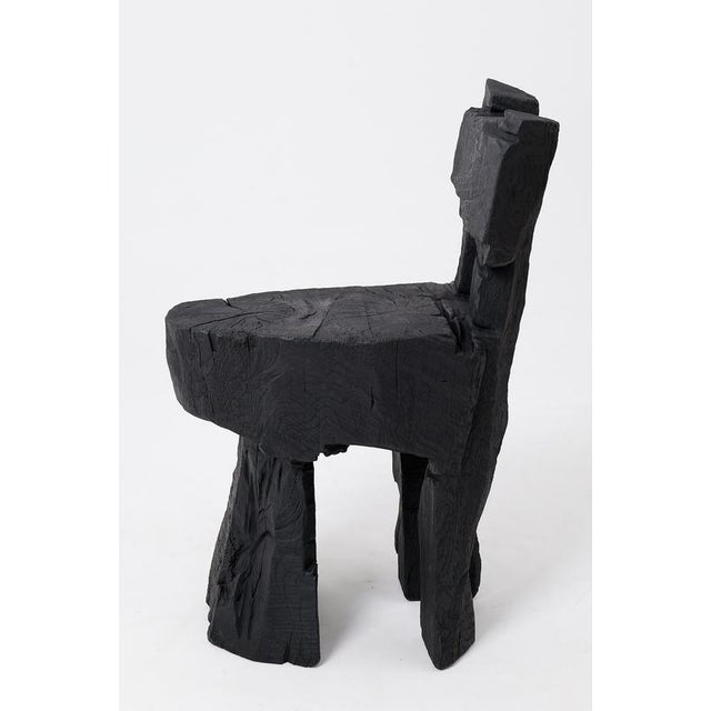 Contemporary Brutalist Sculptural Stool in Oak by Logniture For Sale - Image 3 of 15
