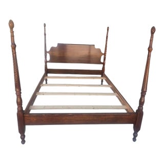 Vintage Colonial Revival Queen Size Four Poster Rice Bed For Sale