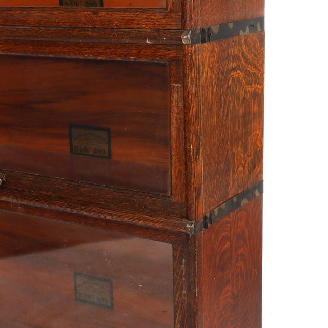 Arts & Crafts Antique Globe Wernicke Arts & Crafts Mission Oak Stack Barrister Bookcase Circa 1920 For Sale - Image 3 of 10