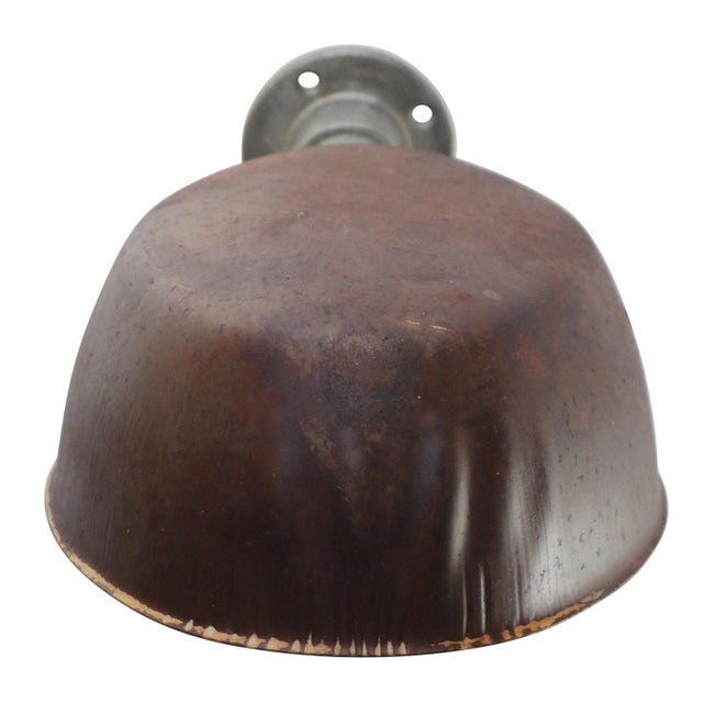 Mid-Century Modern Vintage Industrial Brown Rust Iron Wall Light For Sale - Image 3 of 7