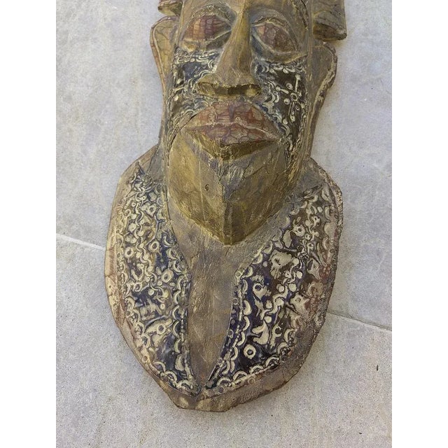 African Mask in Carved Wood, 1950s For Sale - Image 8 of 12