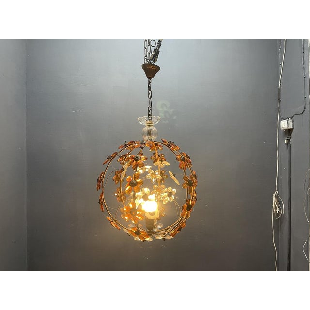 Vintage Pendant with Amber and Transparent Crystals For Sale - Image 10 of 18