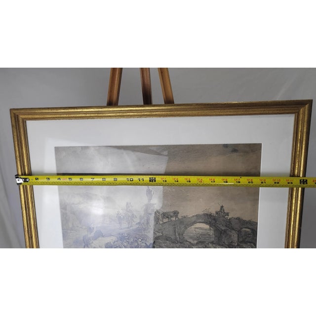 1800s Nicolaes Berchem Matted and Framed Pastoral Landscape Engraving For Sale - Image 9 of 9