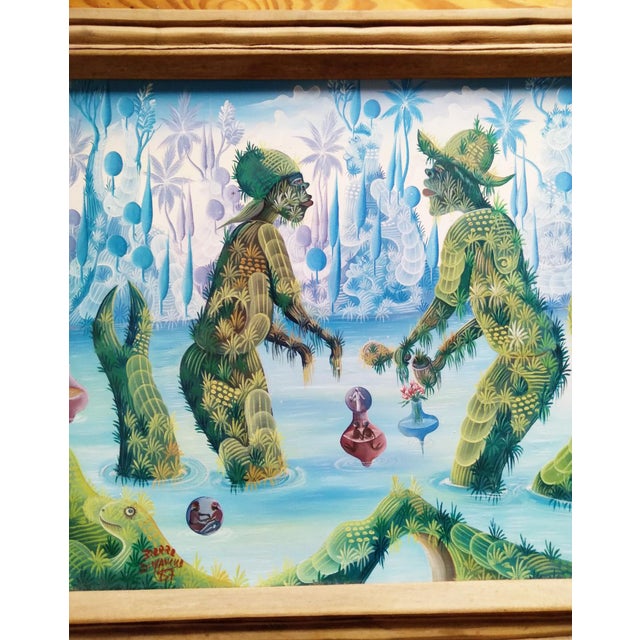 1980s 1980s Haitian Artist Pierre Dimanche Originsl Oil Painting For Sale - Image 5 of 6