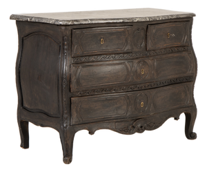18th Century French Ebonised Bombe Commode