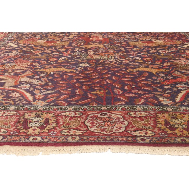 Early 20th Century Antique Indian Agra Hunting Rug, 08'07 X 11'04 For Sale - Image 5 of 11