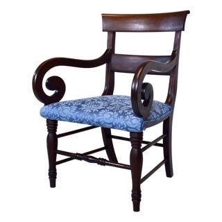 English Regency Style Mahogany Scroll Armchair For Sale