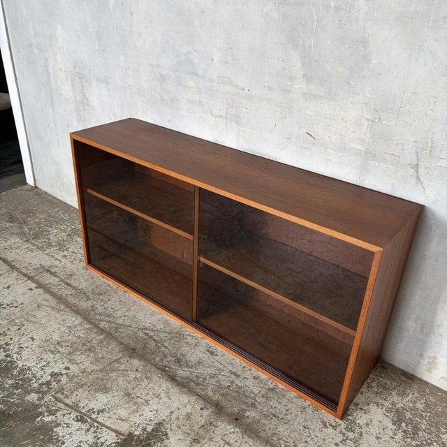 Mid-Century Danish Teak Bookcase with Sliding Glass Doors, 1960s For Sale - Image 4 of 10