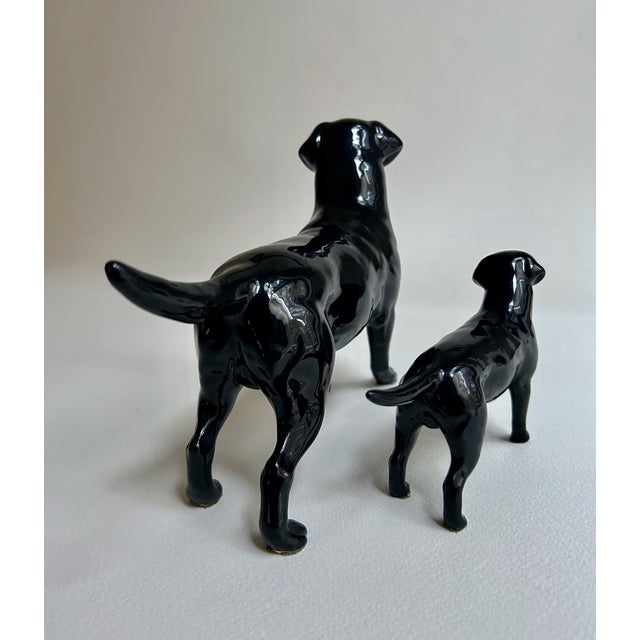 Two British Beswick Black Labrador Dog Porcelain Figurines, C. 1960 For Sale - Image 12 of 17
