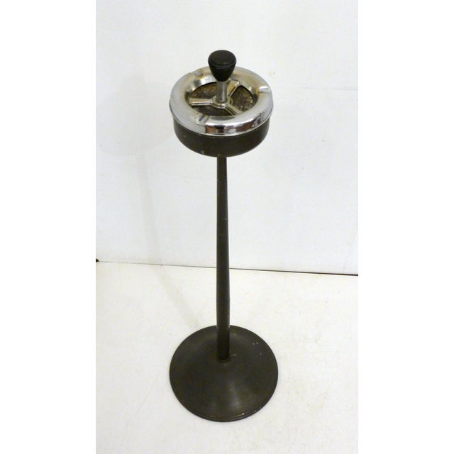 Mid-Century Modern Mid-Century Modern Metal Standing Ashtray with Push-Button Lid, 1950s For Sale - Image 3 of 12