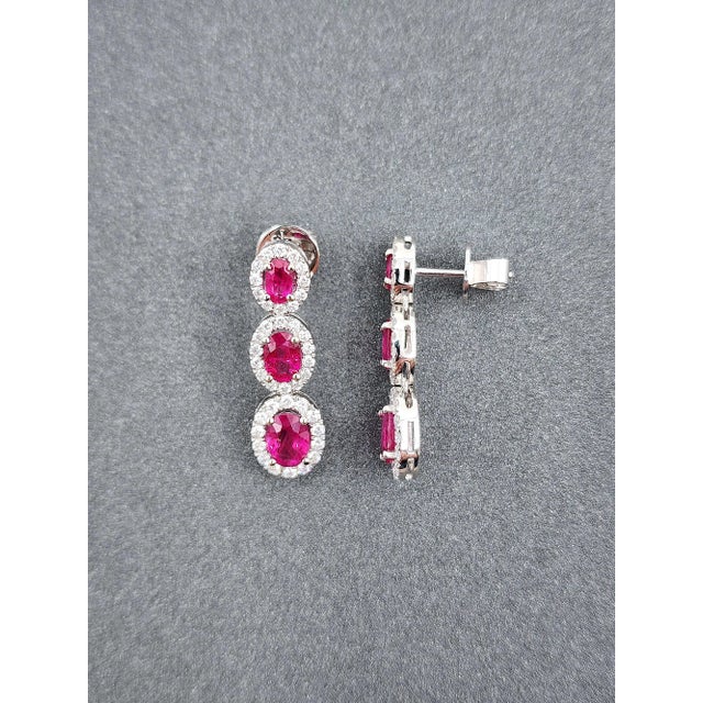 3.31 Ct Natural Burma Ruby & Diamond Earrings - 2 Pieces For Sale - Image 9 of 9