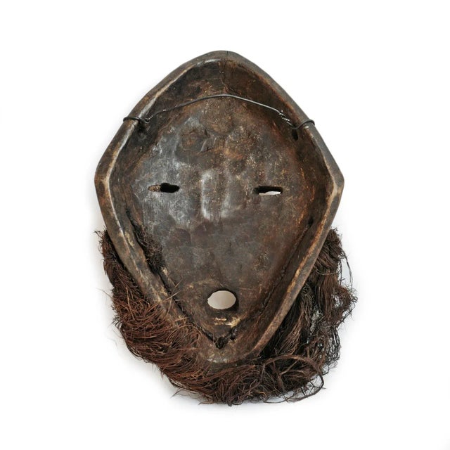African Vintage Wood & Raffia Lega Mask For Sale - Image 3 of 4
