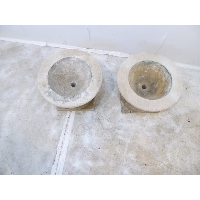 Vintage Limestone Planters a Pair For Sale - Image 4 of 5