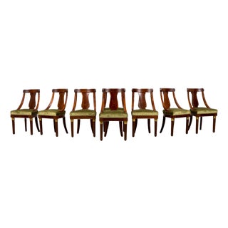 Set of 8 Early 19th Century French Empire Mahogany Gondola Dining Chairs For Sale