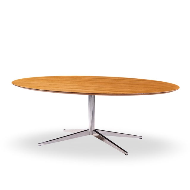Mid-Century Modern Florence Knoll Mid Century Walnut and Chrome Dining Table For Sale - Image 3 of 7