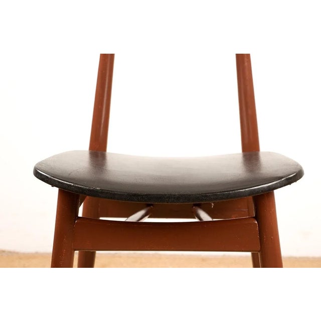Dining Chairs in Brown Lacquered Wood and Black Leatherette from Thonet, 1960s, Set of 6 For Sale - Image 3 of 14