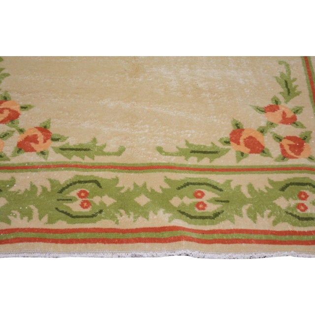 1970s Vintage Chinese Art Deco Hand Knotted Wool Rug, 4'x5'9 For Sale - Image 5 of 5