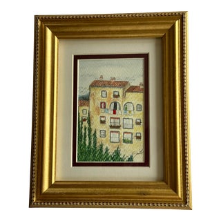 Nancy Smith Vintage Framed Colored Pencil Drawing “Laundry Day” For Sale
