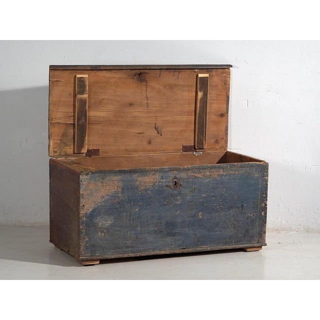 Wood Antique Cobalt Blue Chest, 1920s For Sale - Image 7 of 17