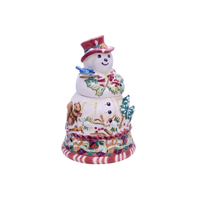 Ceramic Snowman Cookie Candy Jar For Sale - Image 7 of 8