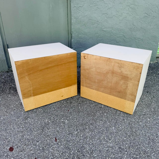 1980s Postmodern Light Pink Laminate Nightstands - A Pair For Sale - Image 5 of 6