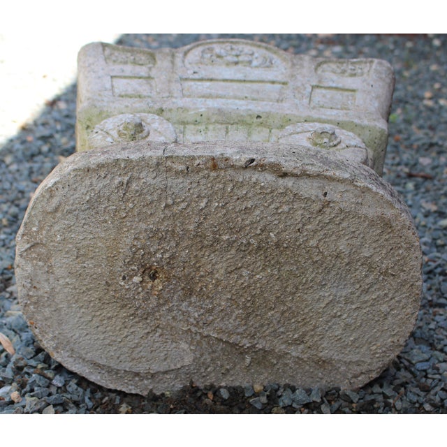 Stone Mid-20th Century English Cast Stone Mine Shaft Cart Form Planter For Sale - Image 7 of 7