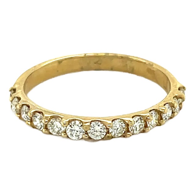0.50 Carat Natural Round Cut Diamond 14 Karat Yellow Gold Band, Size 7 For Sale