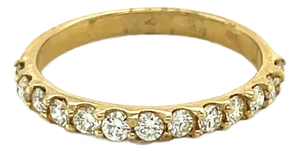 0.50 Carat Natural Round Cut Diamond 14 Karat Yellow Gold Band, Size 7