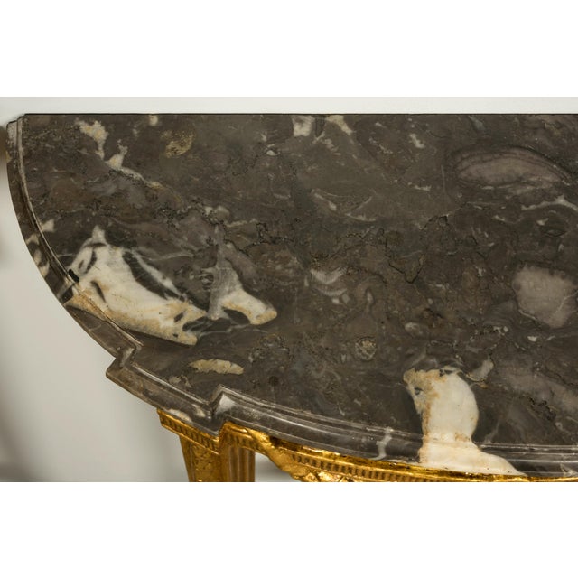 Pair of 18th Century French Louis XVI Giltwood Demilune Tables For Sale - Image 9 of 18