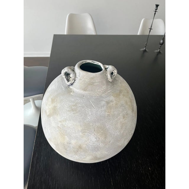 Ceramic Sculptural Handcrafted Ceramic Vessel With Curved Profile and Organic Texture For Sale - Image 7 of 13