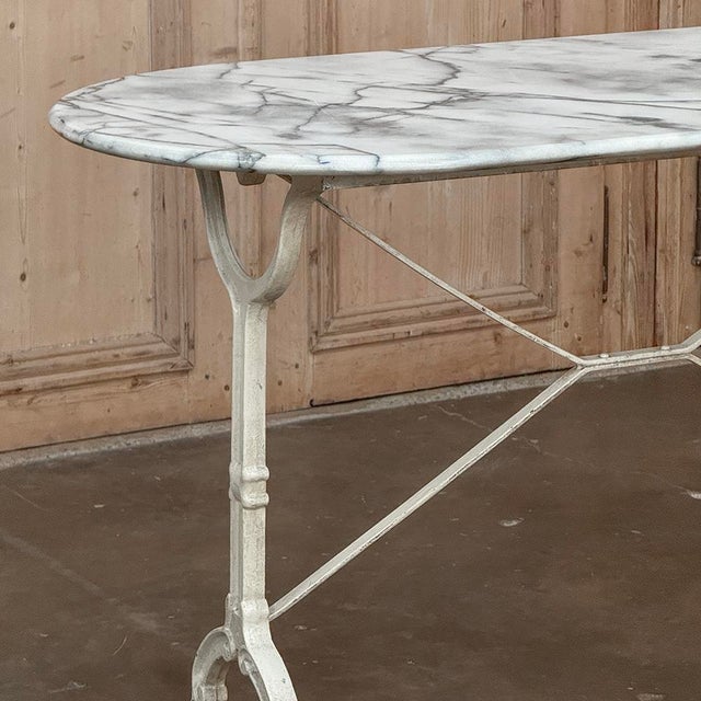 19th Century French Carrara Marble and Wrought Iron Bistro Table For Sale - Image 14 of 18