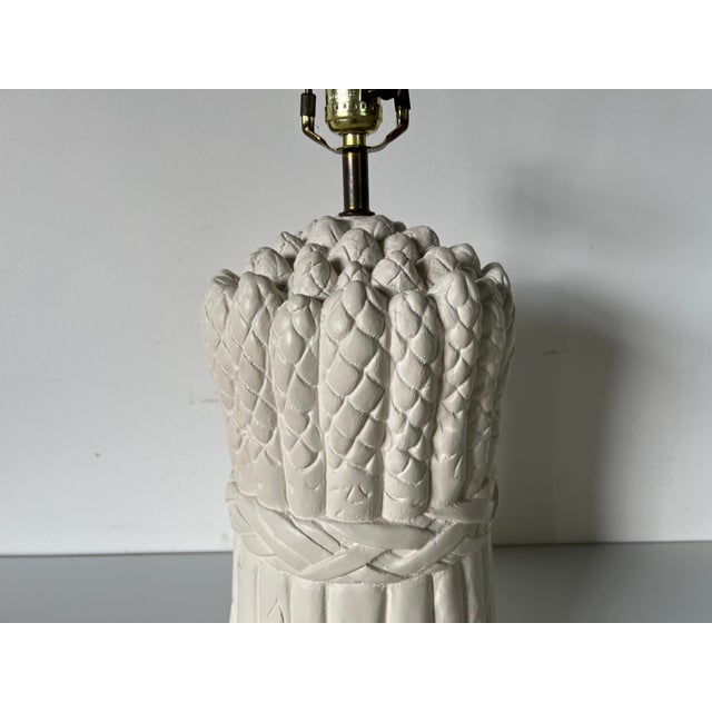 1980's Vintage Asparagus White Plaster Table Lamp by Bon Art Chairish