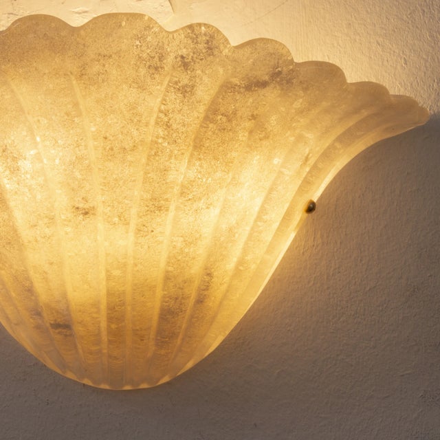 Fan-Shaped Wall Light in Alabaster Scavo Murano Glass, Italy, 1990s For Sale - Image 10 of 11
