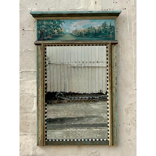 Traditional Vintage Regency Artisan Hand Painted Mirror For Sale - Image 3 of 7