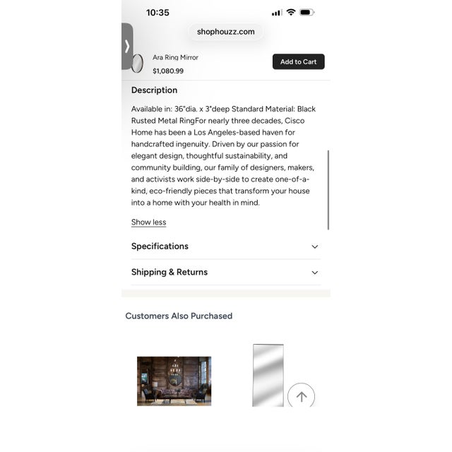 Cisco Brothers Cisco Home Ara Ring Mirror For Sale - Image 4 of 7