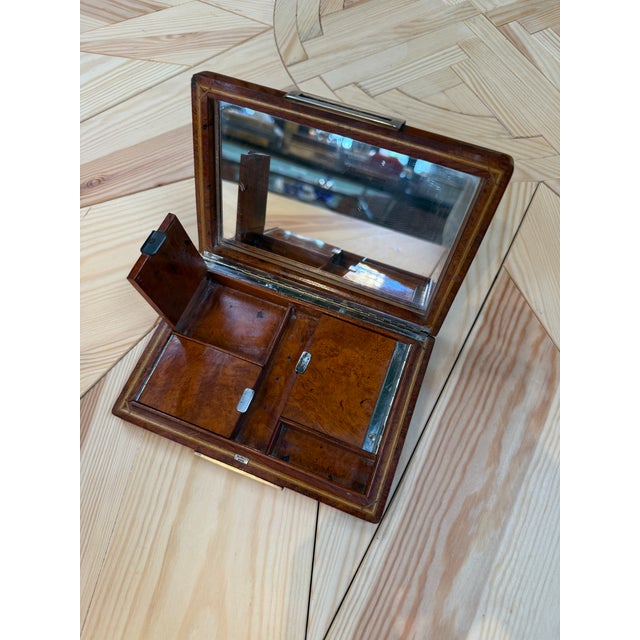 Vintage Italian Burlwood Travel Vanity Box With Mirror For Sale In Los Angeles - Image 6 of 6