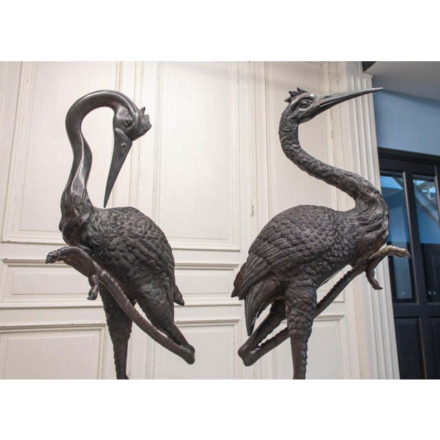Unknown, Cranes, Sweden, 1970s, Patinated Bronze, Set of 2 For Sale - Image 13 of 15
