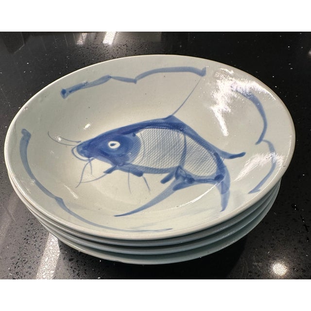 1970s Chinoiserie Painted Noodle Bowls Set of 4 For Sale In Tampa - Image 6 of 6