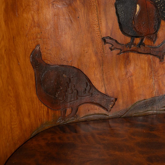 Brown Pair of Early 20th Century Hand-Carved Log Stools “Kubbestol” With Turkeys For Sale - Image 8 of 16