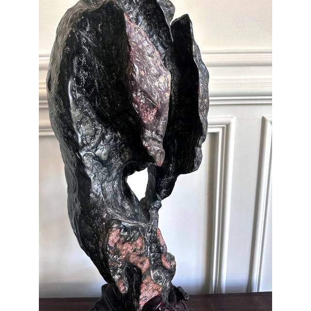 Large Chinese Scholar Rock Lingbi Stone on Display Stand For Sale In Atlanta - Image 6 of 18
