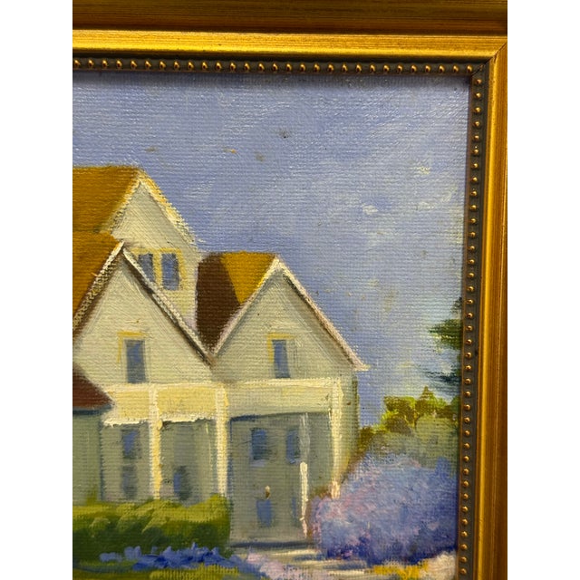 White Impressionist Painting of White House in Flower Field, Framed For Sale - Image 8 of 12