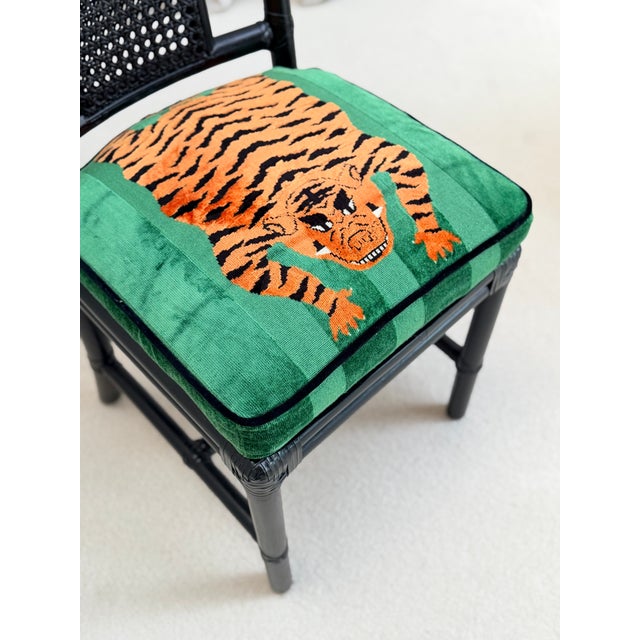 Black Desk Set with Jokhang Tiger Velvet Cushions from Gasparucci Italo, Italy, 1970s, Set of 3 For Sale - Image 8 of 14